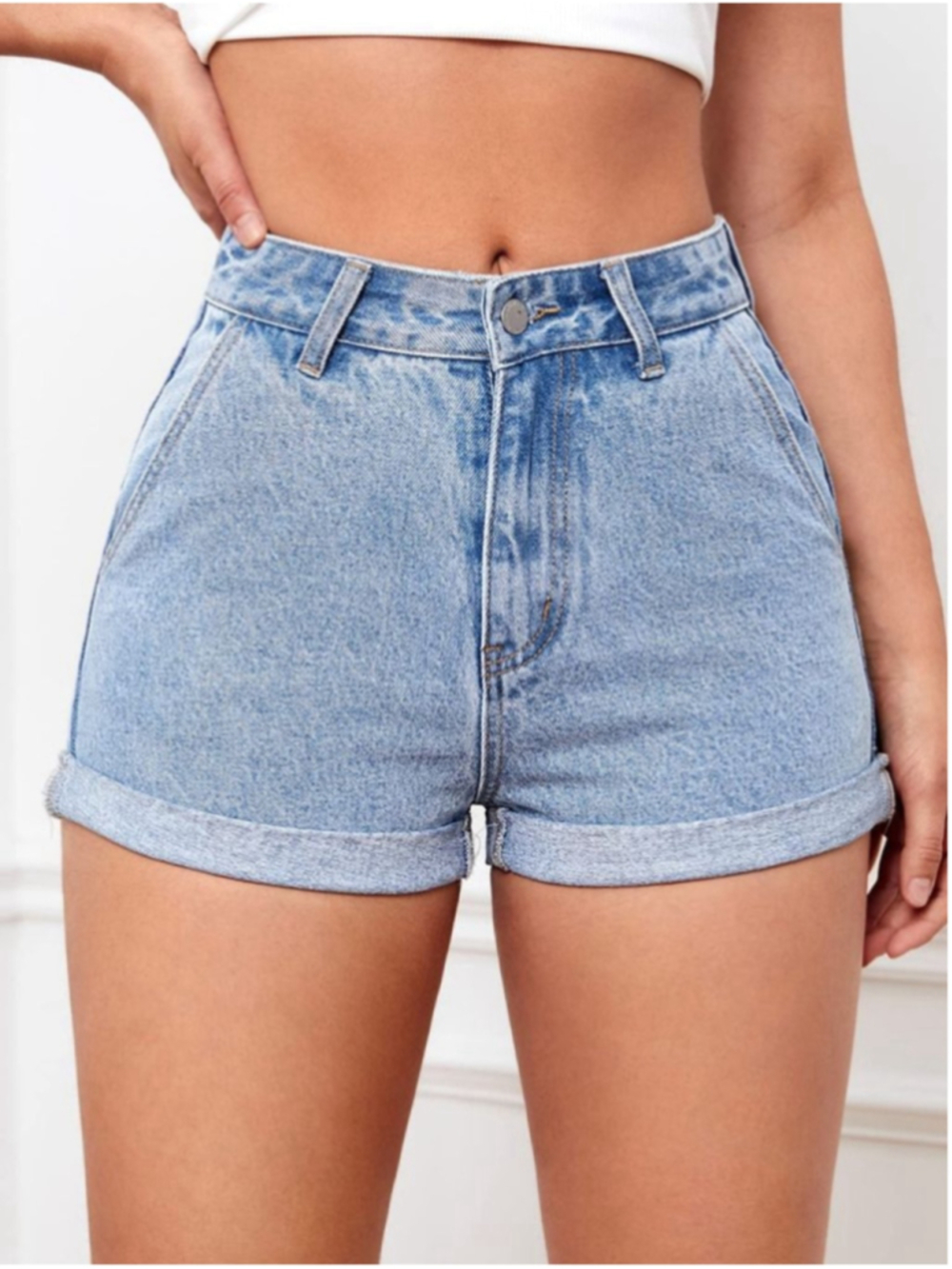 Wild Fable Super High Rise Denim Cuffed Leg Shorts Size 10
